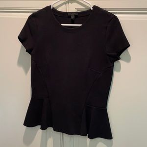 J Crew black shirt sleeve peplum top